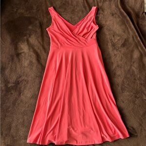 Coral Sleeveless V-Neck Dress